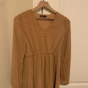 SHEIN Swiss Dot Lantern Sleeve Dress